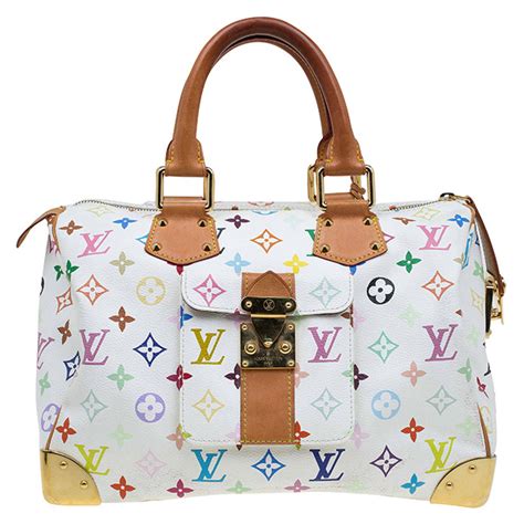 white multicolor louis vuitton purse